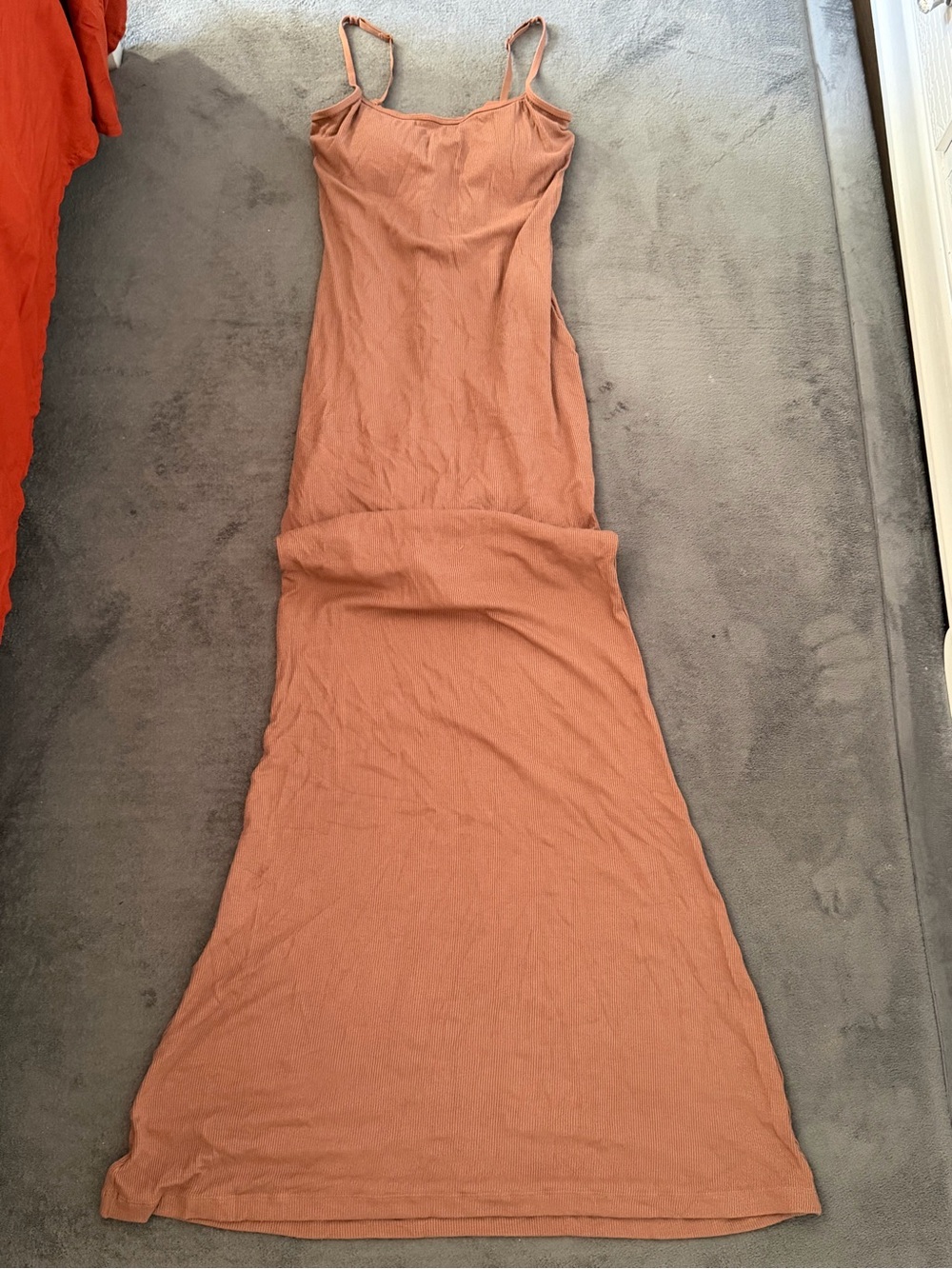 Sleeveless Maxi Slip Dress in Rust Clay